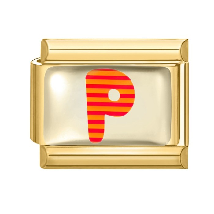 Cross-Border Hot Selling Gold Base Letter Series Line Wave Point Italian Creative DIY Splicable EU Module Bracelet
