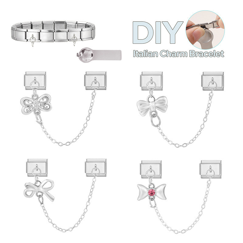 Italian Elegant Double Pendant Creative Bracelet Italian Exquisite DIY Pendant Fashion Ring Anklet Module