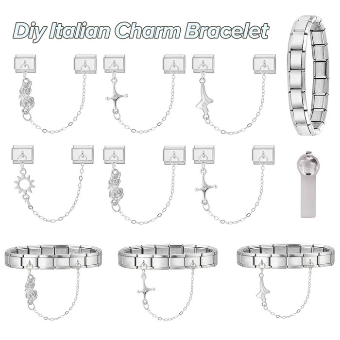 DIY Double Pendant Creative Bracelet Personalized Ring Pendant DIY Steel Base Pendant Fresh Italian Module Accessories