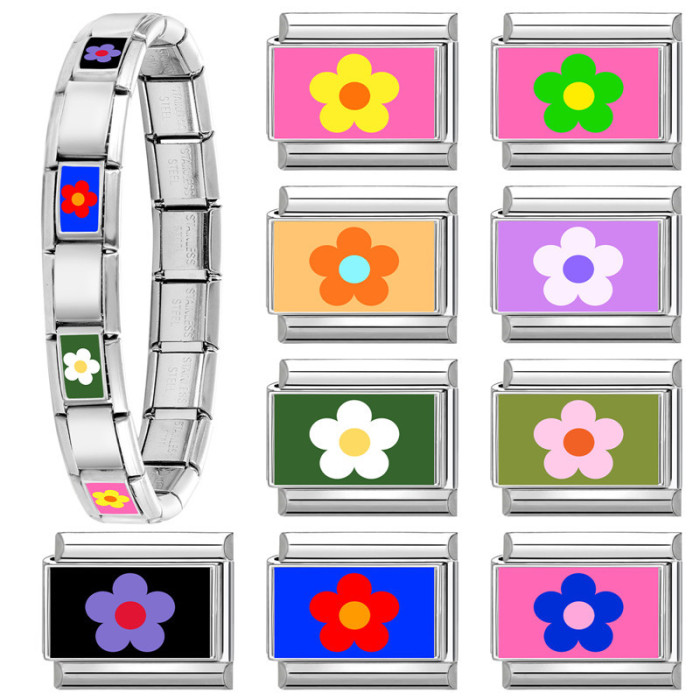 Cross-Border EU Multifunctional Petal Style Italian Colorful Jewelry Creative DIY Splicable Module Bracelet
