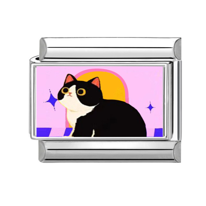 Stainless Steel Creative Pet Elements DIY Cute Cat Dog Series Multifunctional Italian Splicable Module Bracelet