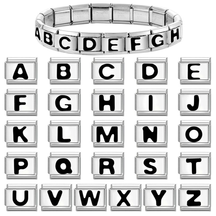 Steel Color Charms Module Fashion DIY Interlocking Bracelet Letter Style Creative Jewelry Multifunctional Exquisite Accessories