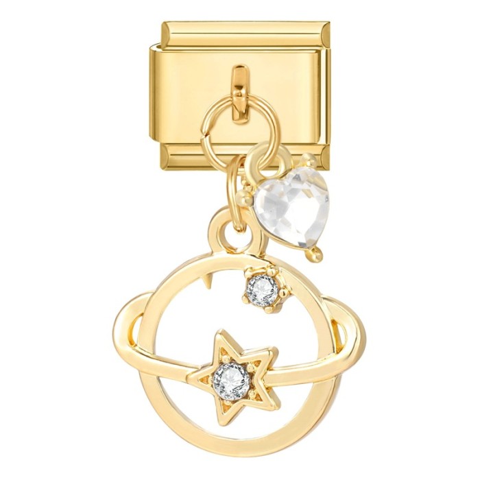 Cross-Border Double Pendant Gold Module Creative Fashion Simple Interlocking Multifunctional DIY Bracelet Jewelry Accessories