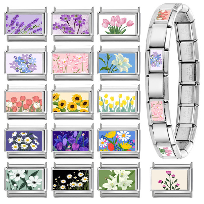Flower Series DIY Cute Cartoon Style Multi-Functional Module Italian Creative Splicable Jewelry Accessories Bracelet
