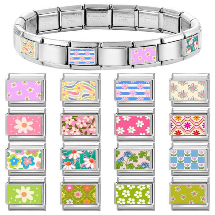 Cross-Border EU Fresh Floral Style Multifunctional Italian Fresh Creative DIY Splicable Module Bracelet