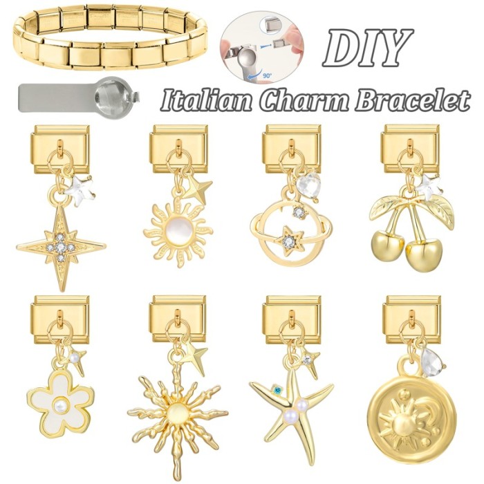 Cross-Border Double Pendant Gold Module Creative Fashion Simple Interlocking Multifunctional DIY Bracelet Jewelry Accessories