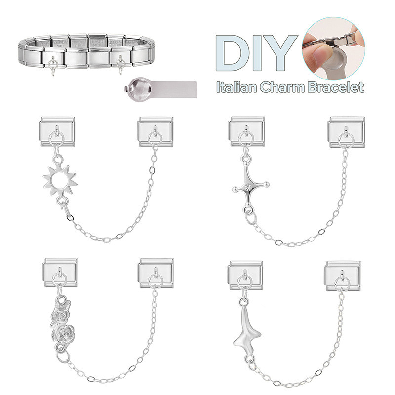 DIY Double Pendant Creative Bracelet Personalized Ring Pendant DIY Steel Base Pendant Fresh Italian Module Accessories