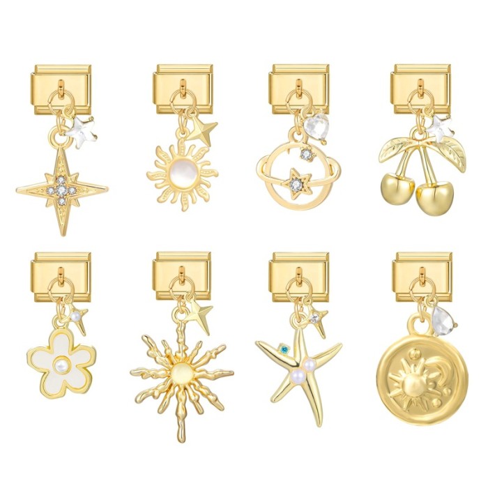 Cross-Border Double Pendant Gold Module Creative Fashion Simple Interlocking Multifunctional DIY Bracelet Jewelry Accessories
