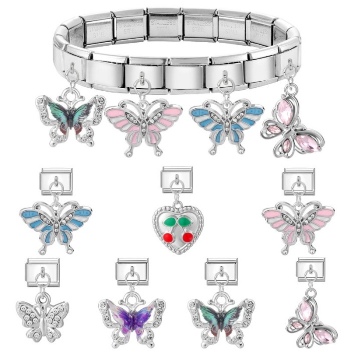 Cross-Border Fashion Personality Butterfly Pendant Italian Module Necklace Bracelet Anklet DIY Exquisite Creative Jewelry
