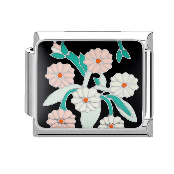 Cross-Border Italy Hot Sale Steel Bottom Dark Floral DIY Fresh Creative Exquisite Module Jewelry Bracelet Accessories