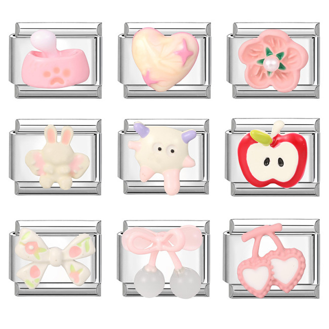 Cross-Border Creative Pink Series Cute Cartoon Exquisite Versatile DIY Multi-Functional Italian Splicable Module Bracelet