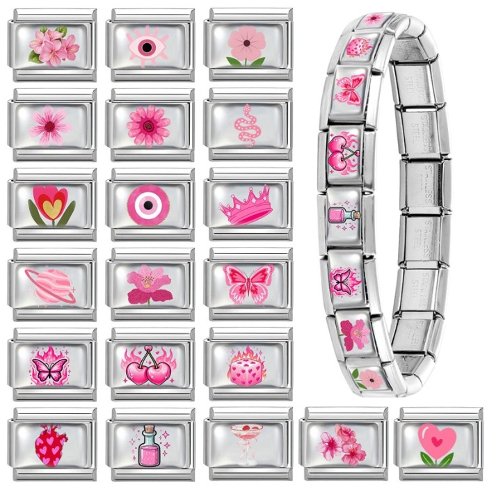Italian Modular Colorful Element Pink Pattern DIY Creative Multifunctional Italian Splicable Modular Bracelet