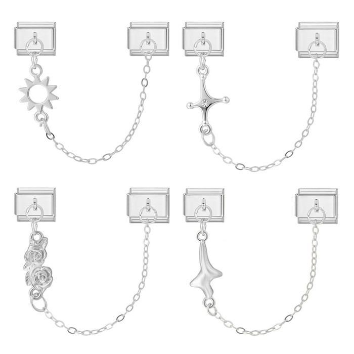 DIY Double Pendant Creative Bracelet Personalized Ring Pendant DIY Steel Base Pendant Fresh Italian Module Accessories