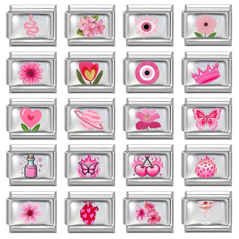 Italian Modular Colorful Element Pink Pattern DIY Creative Multifunctional Italian Splicable Modular Bracelet