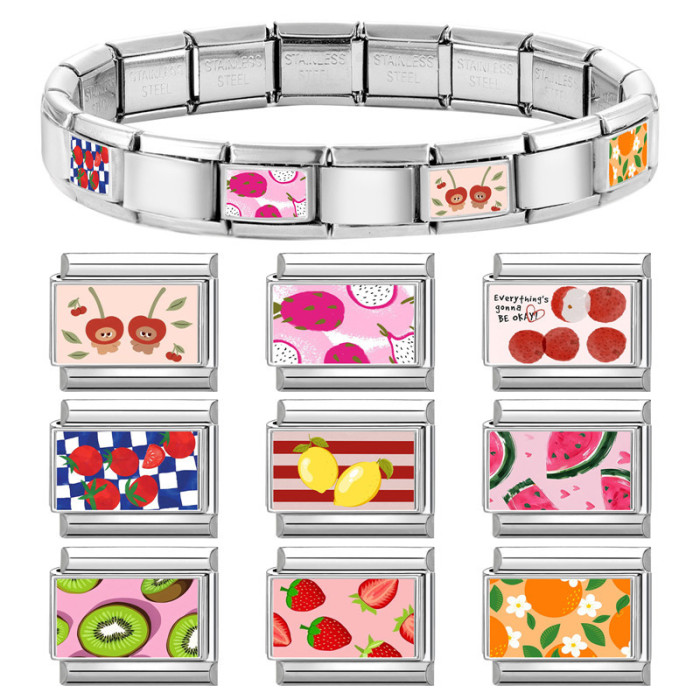 Fruit Series Italian Modular Multifunctional DIY Creative Birthday Gift Vintage Splicable Jewelry Accessories Bracelet