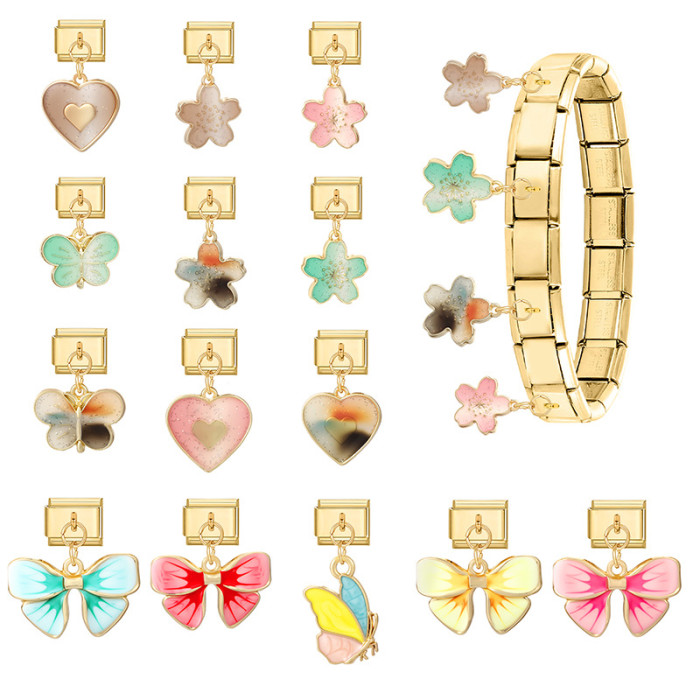 Cross-Border Gold Module Exquisite DIY Multifunctional Fashion Sweet Creative Necklace Pendant Bracelet Jewelry Accessories