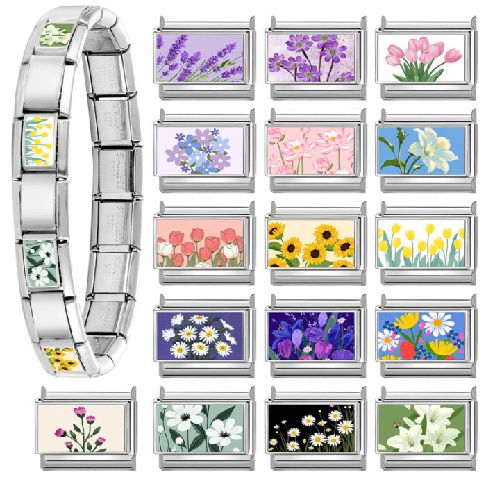 Flower Series DIY Cute Cartoon Style Multi-Functional Module Italian Creative Splicable Jewelry Accessories Bracelet