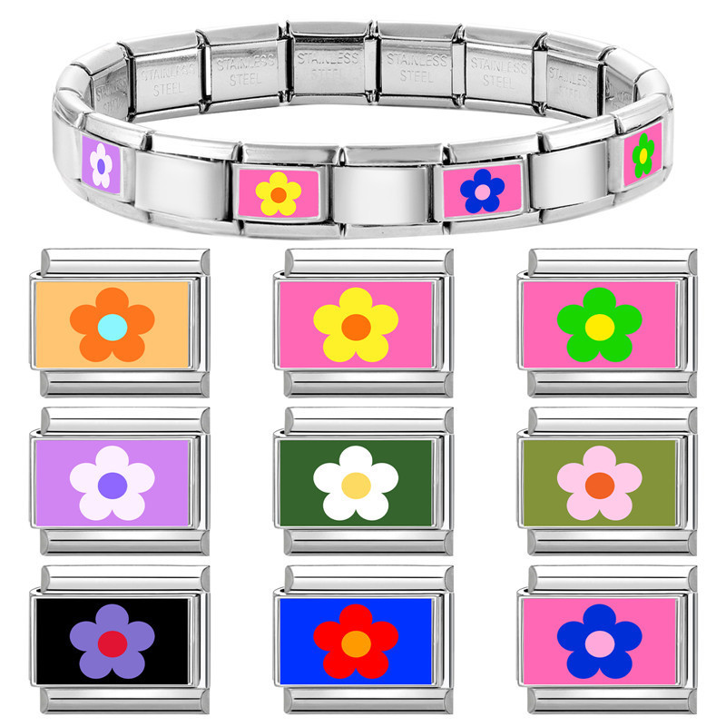 Cross-Border EU Multifunctional Petal Style Italian Colorful Jewelry Creative DIY Splicable Module Bracelet