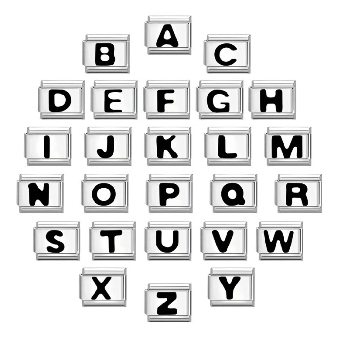 Steel Color Charms Module Fashion DIY Interlocking Bracelet Letter Style Creative Jewelry Multifunctional Exquisite Accessories