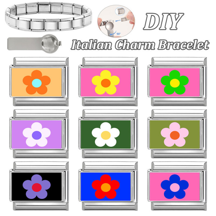 Cross-Border EU Multifunctional Petal Style Italian Colorful Jewelry Creative DIY Splicable Module Bracelet