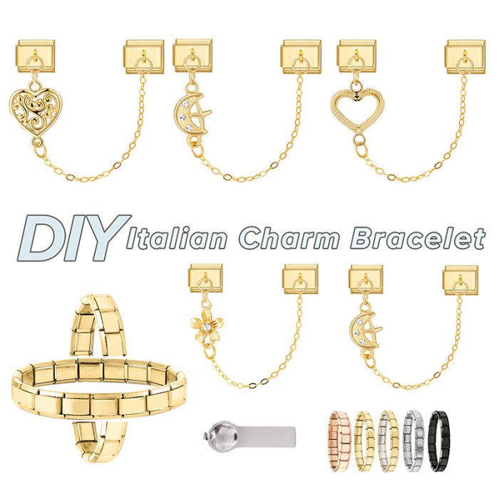 Italian Double Pendant Module Design Personality Pendant Jewelry DIY Creative Fashion Fresh Module Ring Accessories