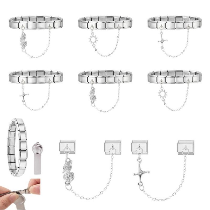 DIY Double Pendant Creative Bracelet Personalized Ring Pendant DIY Steel Base Pendant Fresh Italian Module Accessories