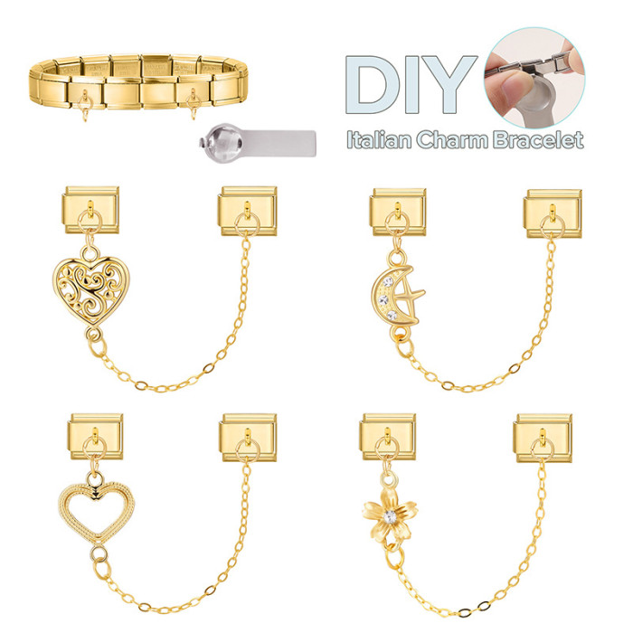 Italian Double Pendant Module Design Personality Pendant Jewelry DIY Creative Fashion Fresh Module Ring Accessories
