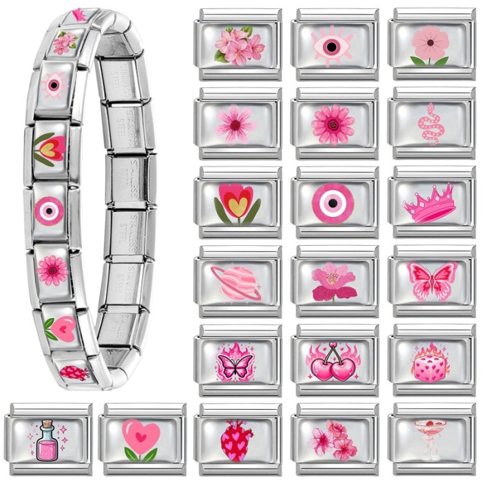 Italian Modular Colorful Element Pink Pattern DIY Creative Multifunctional Italian Splicable Modular Bracelet
