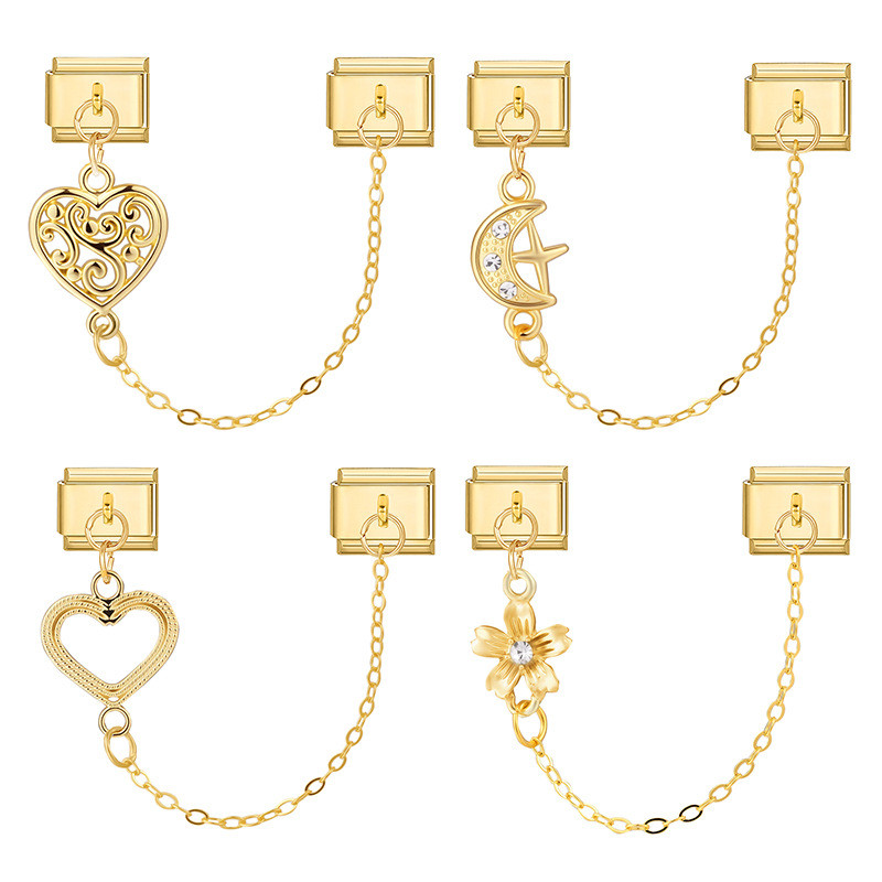 Italian Double Pendant Module Design Personality Pendant Jewelry DIY Creative Fashion Fresh Module Ring Accessories