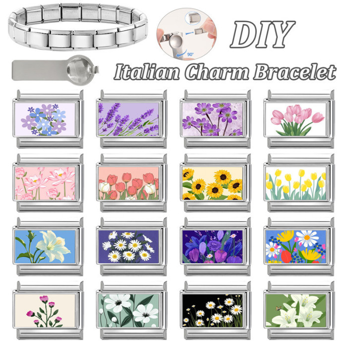Flower Series DIY Cute Cartoon Style Multi-Functional Module Italian Creative Splicable Jewelry Accessories Bracelet