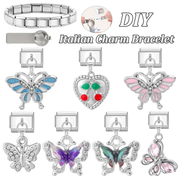 Cross-Border Fashion Personality Butterfly Pendant Italian Module Necklace Bracelet Anklet DIY Exquisite Creative Jewelry