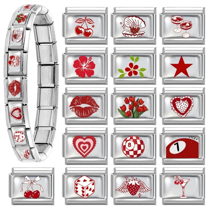 Italian Modular Colorful Element Red Pattern DIY Creative Multifunctional Italian Interlocking Modular Bracelet