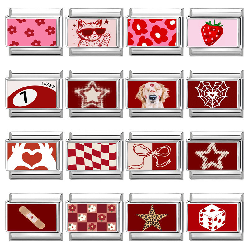 Stainless Steel Red Series Element DIY Multifunctional Creative Simple Italian Interlocking Module Bracelet