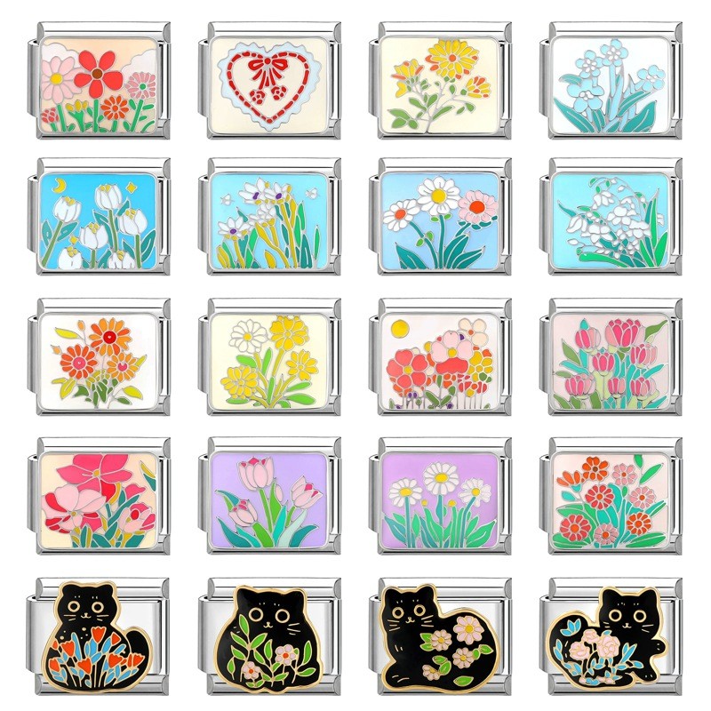 Cross-Border Magic DIY Creative Italian Steel Bottom Flower Module EU Jewelry Handmade Craft Bracelet Accessories