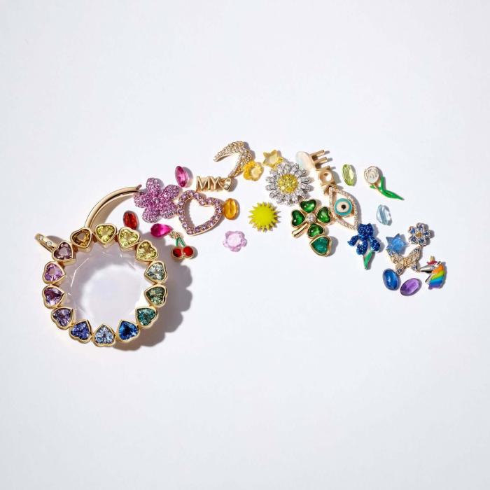 Ins Style Small Pendant Glass Box Necklace for Women Heart Zircon Gemstone Small Flower Sun Full Diamond Collarbone Chain