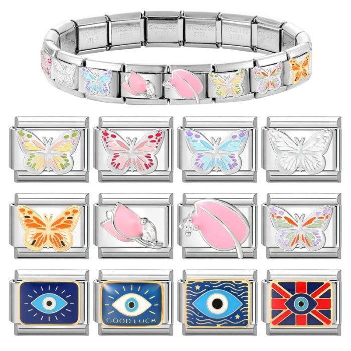 New Regular Style Butterfly Eyes Flower Elements Multifunctional Italian Creative DIY Splicable Module Bracelet