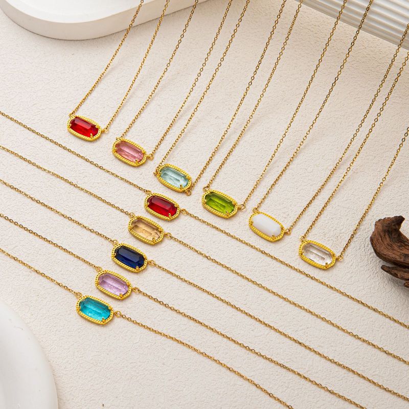 Natural Stone 12 Birthstone Necklace Crystal Pendant Necklace Light Luxury Electroplated Real Gold Color Retention Independent Station