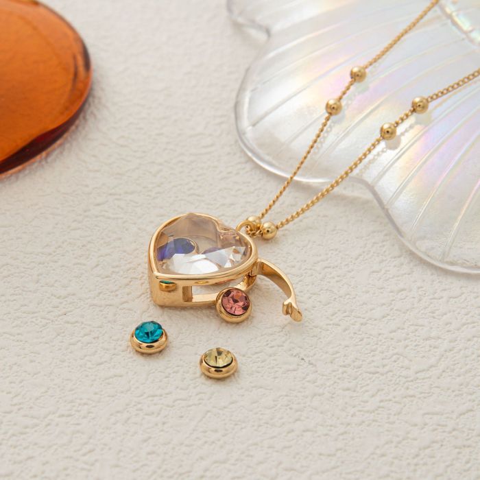 Jewelry Heart Glass Box DIY Necklace December Birthstone Light Luxury Versatile Fashion Ins Necklace