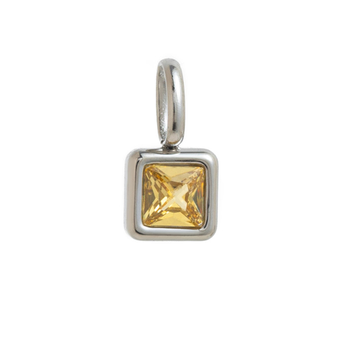 Colorful 12 Birthstone Pendant DIY Accessories Necklace for Women Twelve Birthstone Square Colorful Zircon Pendant