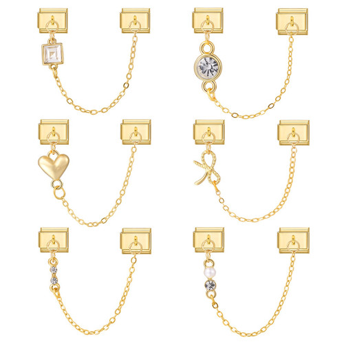 DIY Double Pendant Creative Bracelet Elegant Ring Pendant Gold Jewelry Fashion Fresh Italian Module Accessories