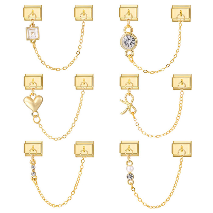 DIY Double Pendant Creative Bracelet Elegant Ring Pendant Gold Jewelry Fashion Fresh Italian Module Accessories