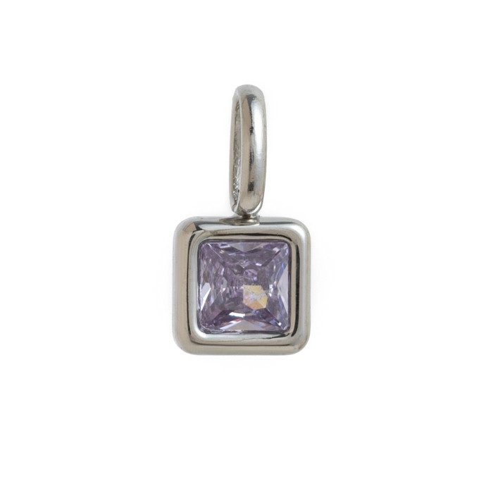 Colorful 12 Birthstone Pendant DIY Accessories Necklace for Women Twelve Birthstone Square Colorful Zircon Pendant