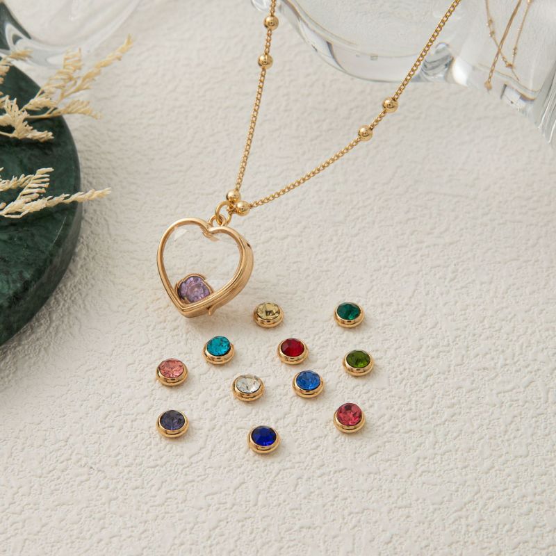 Cross-Border European and American Jewelry Heart Glass Box DIY Necklace December Birthstone Light Luxury Versatile Fashion Ins Necklace