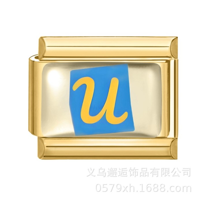 Cross-Border Hot Selling Gold Bottom Letter Series Multi-Functional Italian Creative DIY Splicable EU Module Bracelet