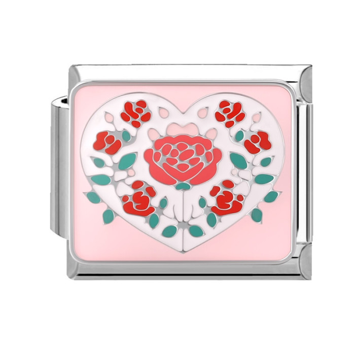 In Stock Italian Creative Module Bracelet DIY Jewelry Personalized Handmade Pink Purple Floral Linen Bracelet Accessories