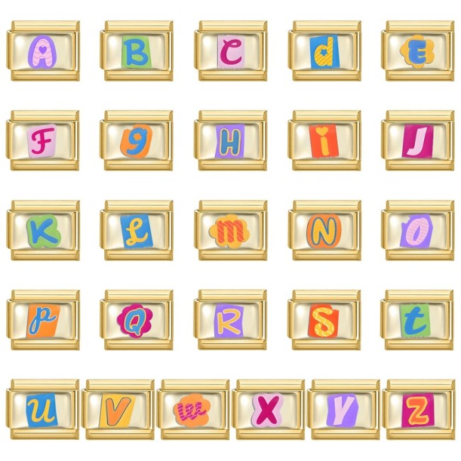 Cross-Border Hot Selling Gold Bottom Letter Series Multi-Functional Italian Creative DIY Splicable EU Module Bracelet