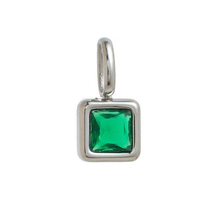Colorful 12 Birthstone Pendant DIY Accessories Necklace for Women Twelve Birthstone Square Colorful Zircon Pendant