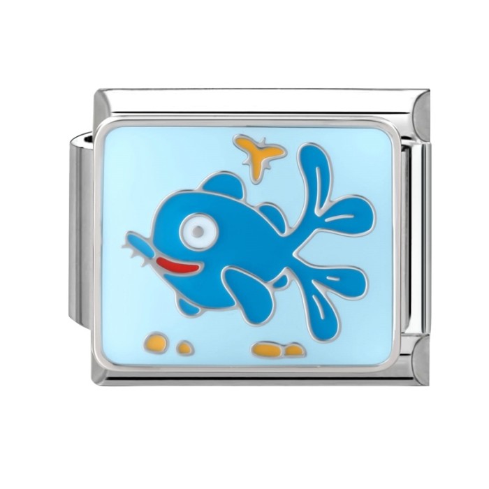Cross-Border Charm DIY Creative Italian Steel Bottom Ocean Module Blue Series Jewelry Handmade Craft Bracelet Accessories