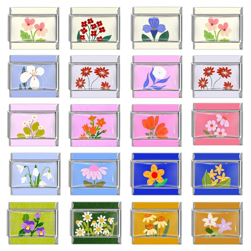 Cross-Border EU Colorful Creative DIY Floral Element Multifunctional Italian Interlocking Module Bracelet