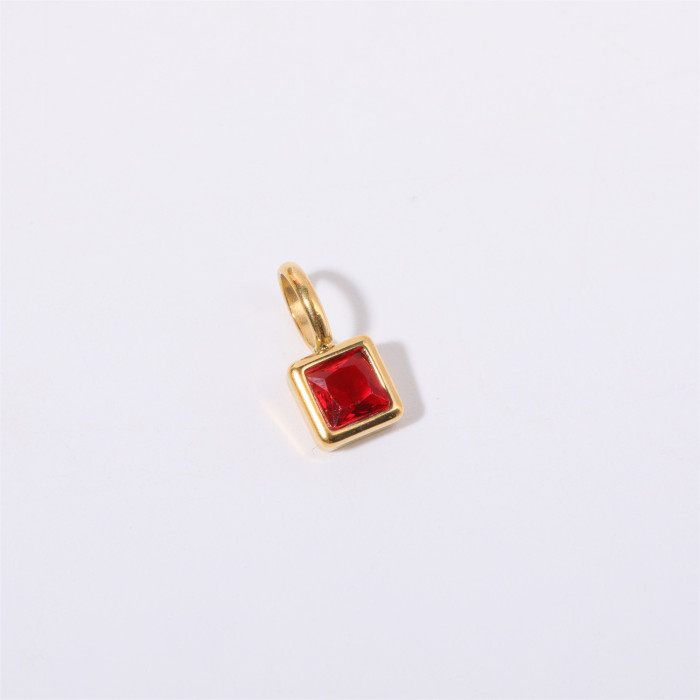 Colorful 12 Birthstone Pendant DIY Accessories Necklace for Women Twelve Birthstone Square Colorful Zircon Pendant